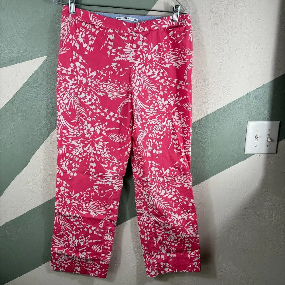 Tommy Hilfiger Women's Size 10 Pink Straight Leg‎ Floral Comfort Summer Pants